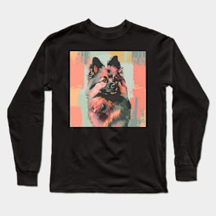 Retro Keeshond: Pastel Pup Revival Long Sleeve T-Shirt